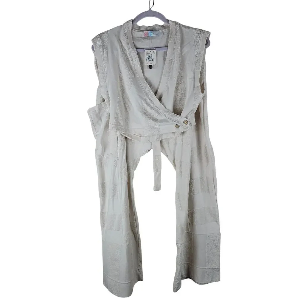 Free People Beach Island Boho Set Crop Top Wrap Terry V Neck‎ And Pants
